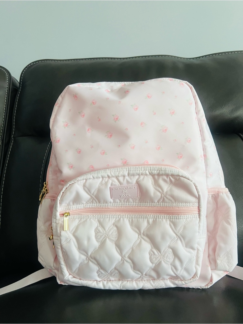 LoveShackFancy Light Pink Quilted Backpack and Matching Tote - Picture 3 of 5